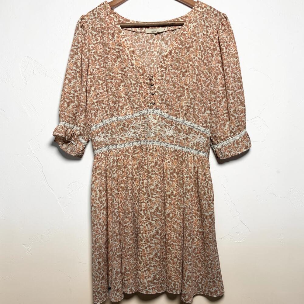 Chelsea & Violet Floral Baby Doll Dress XL Cottagecore Lace Empire Waist Mini